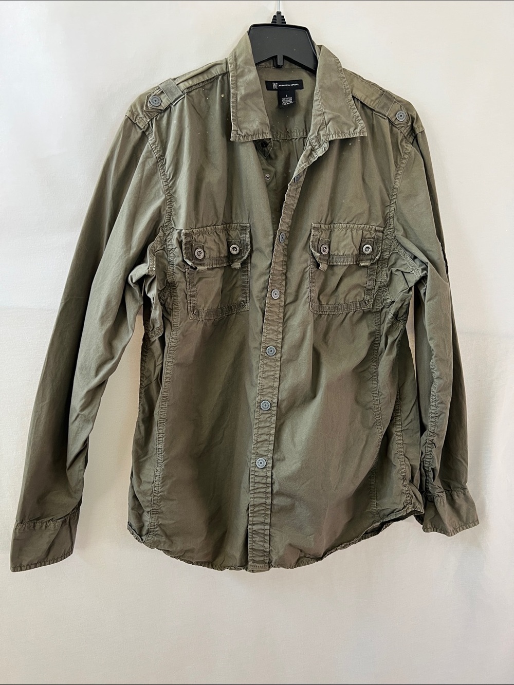 INC International Concepts 100% Cotton Military Field Shirt Jacket - Olive Green